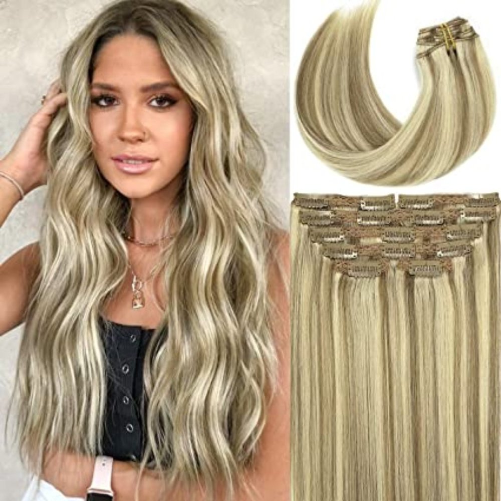 Blonde Highlighted Remy Clip-in Hair Extensions (22 inch)